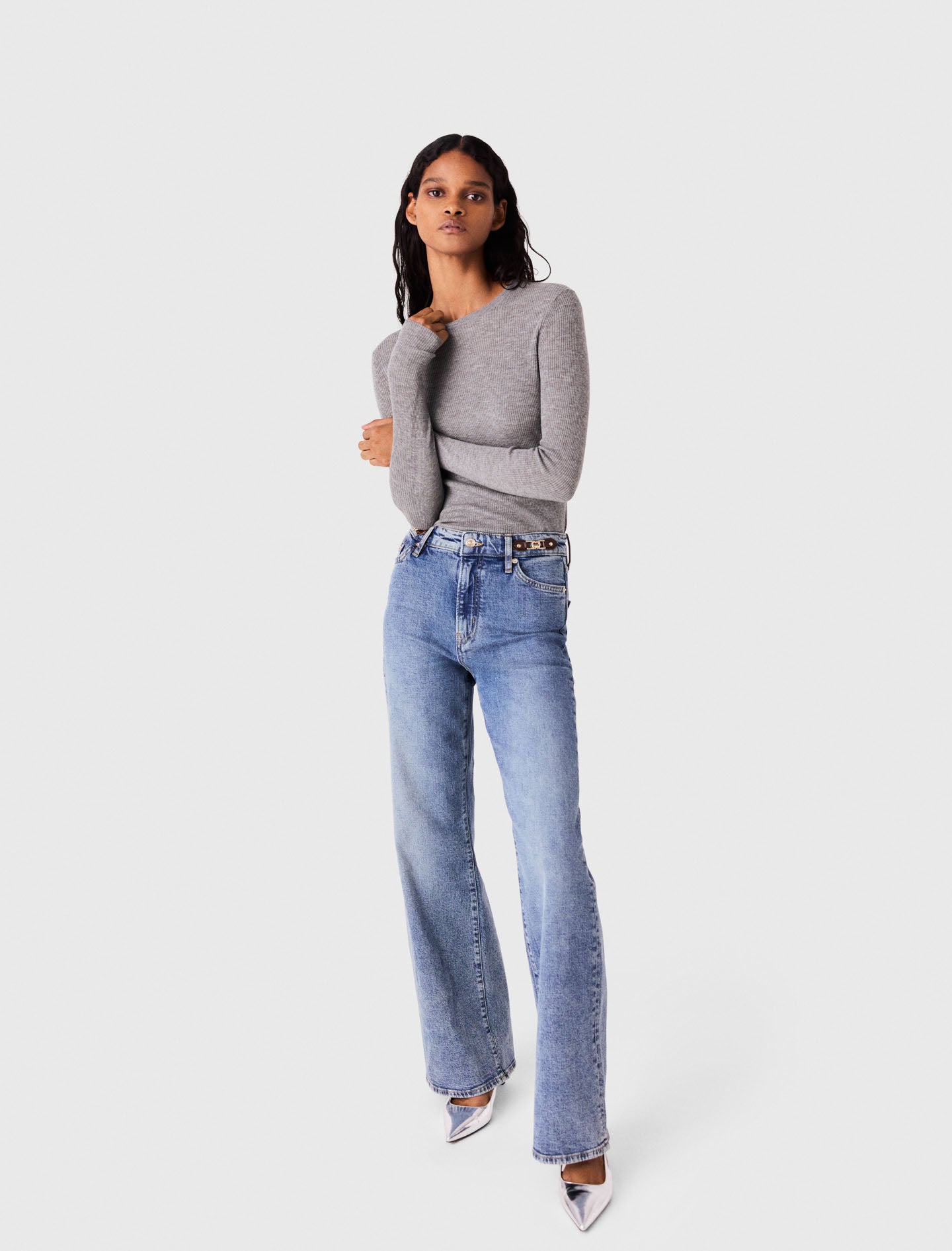 Second-Skin Round Neck Jumper Grey