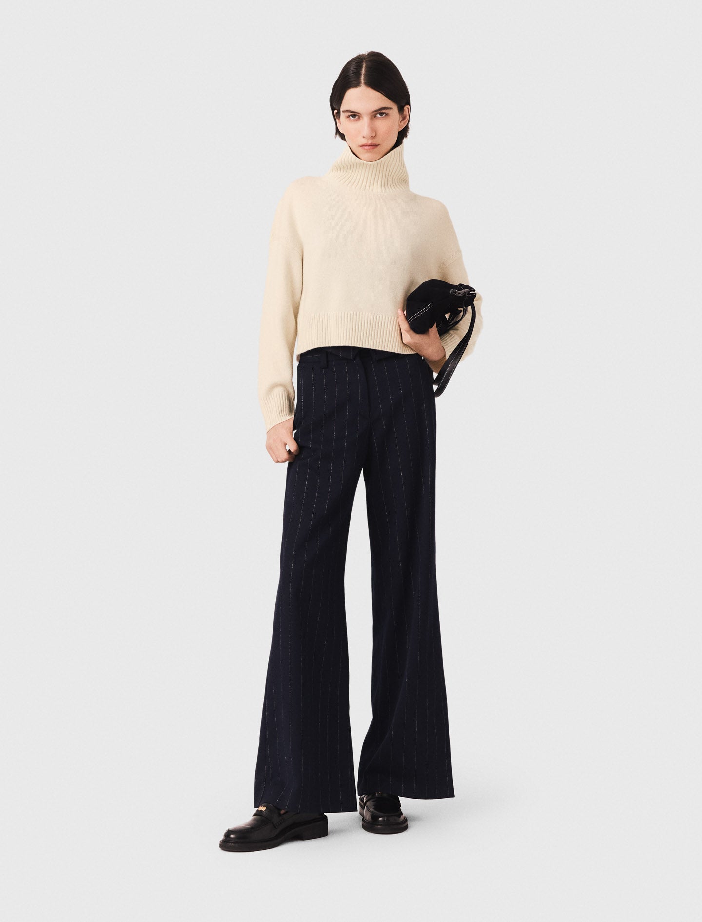 High-neck cashmere jumper Ecru