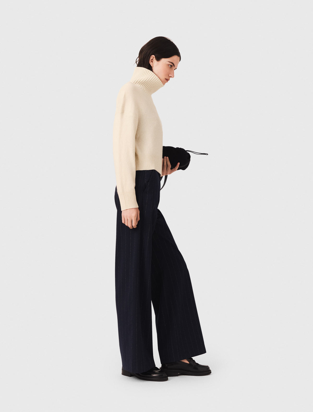 High-neck cashmere jumper Ecru