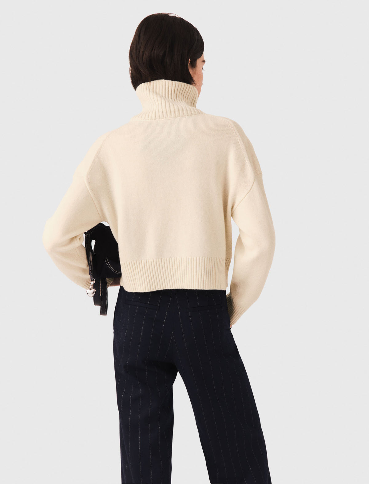 High-neck cashmere jumper Ecru