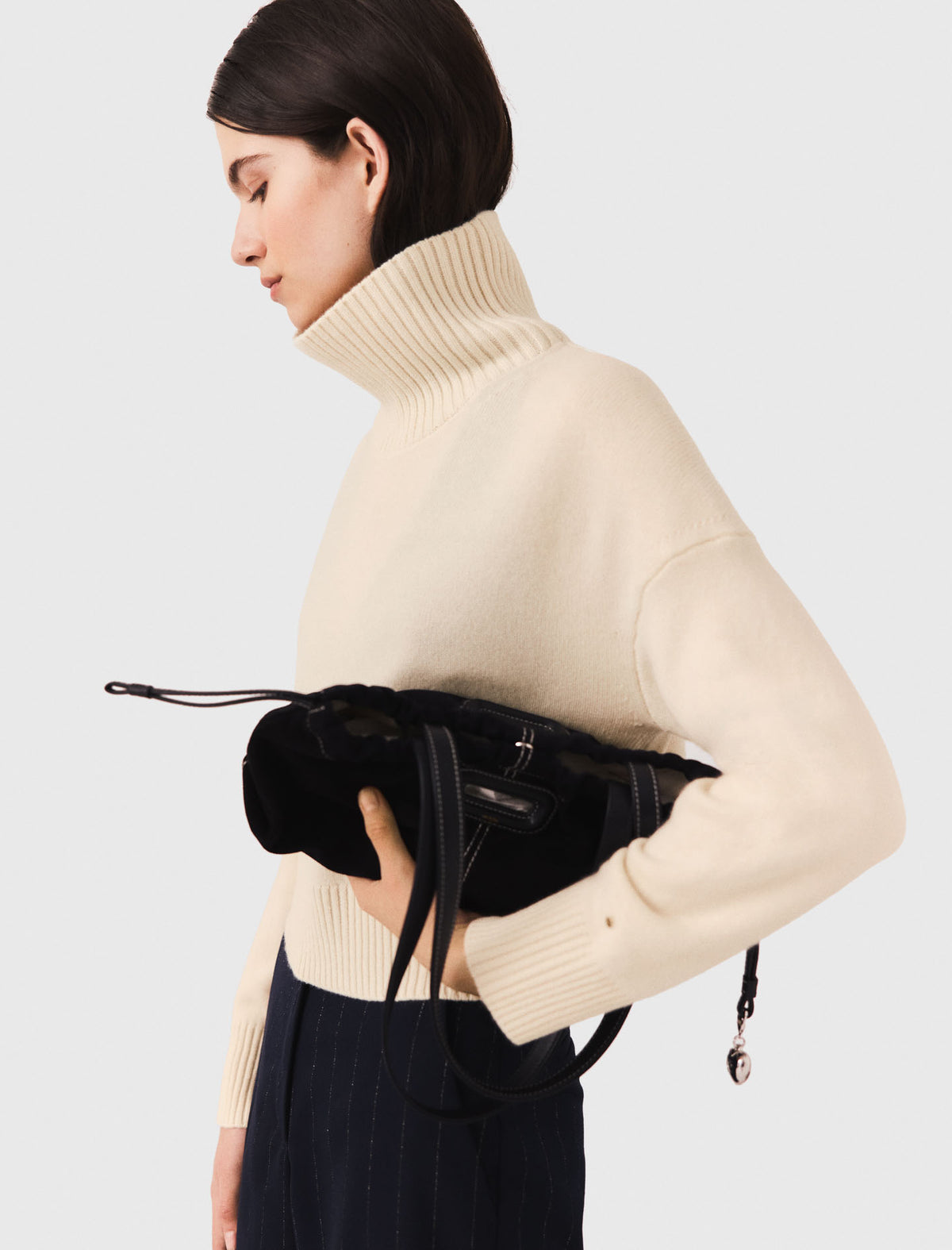 High-neck cashmere jumper Ecru