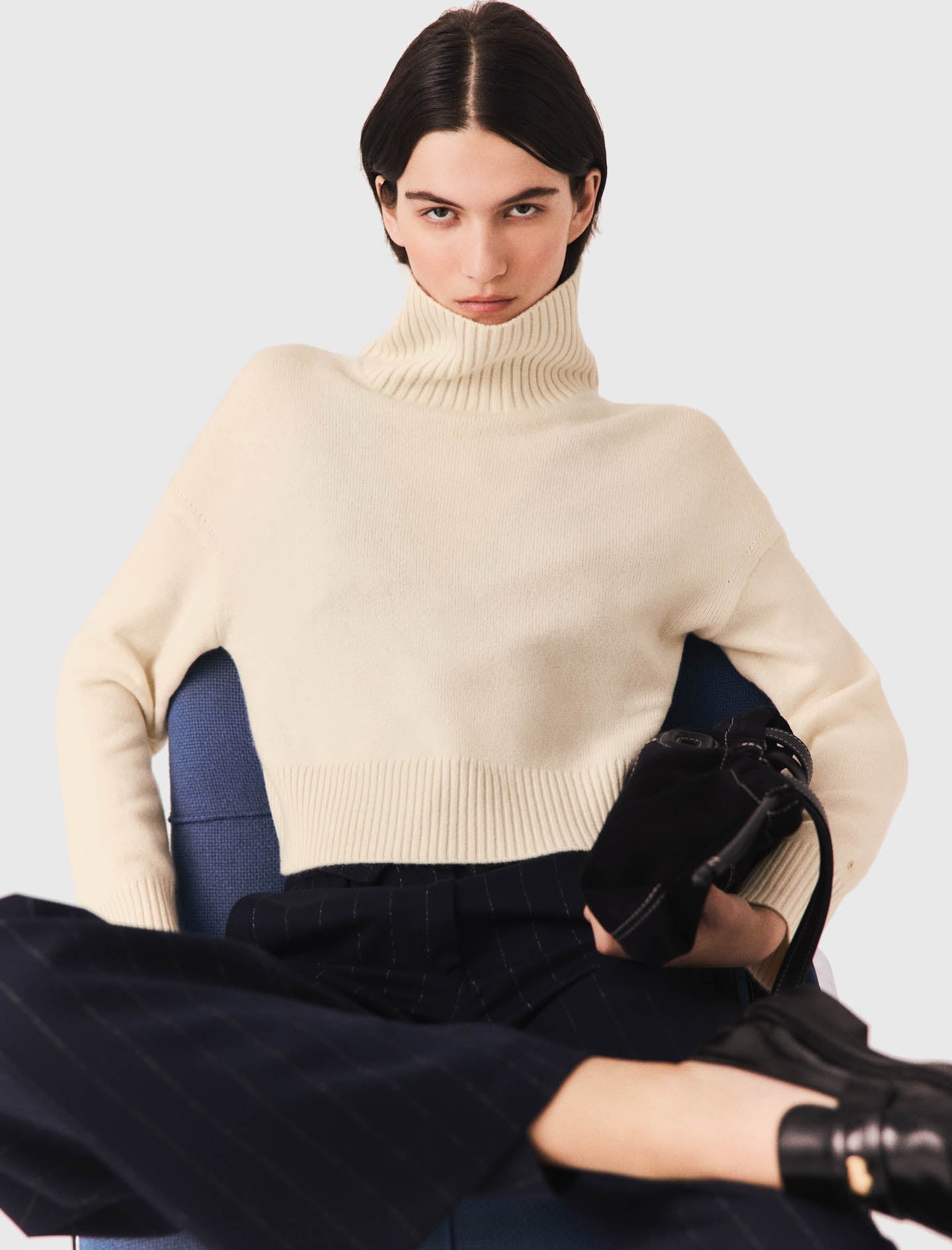 High-neck cashmere jumper Ecru