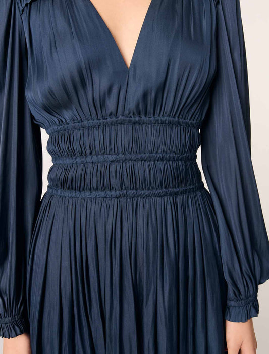 Satin dress with ruffles