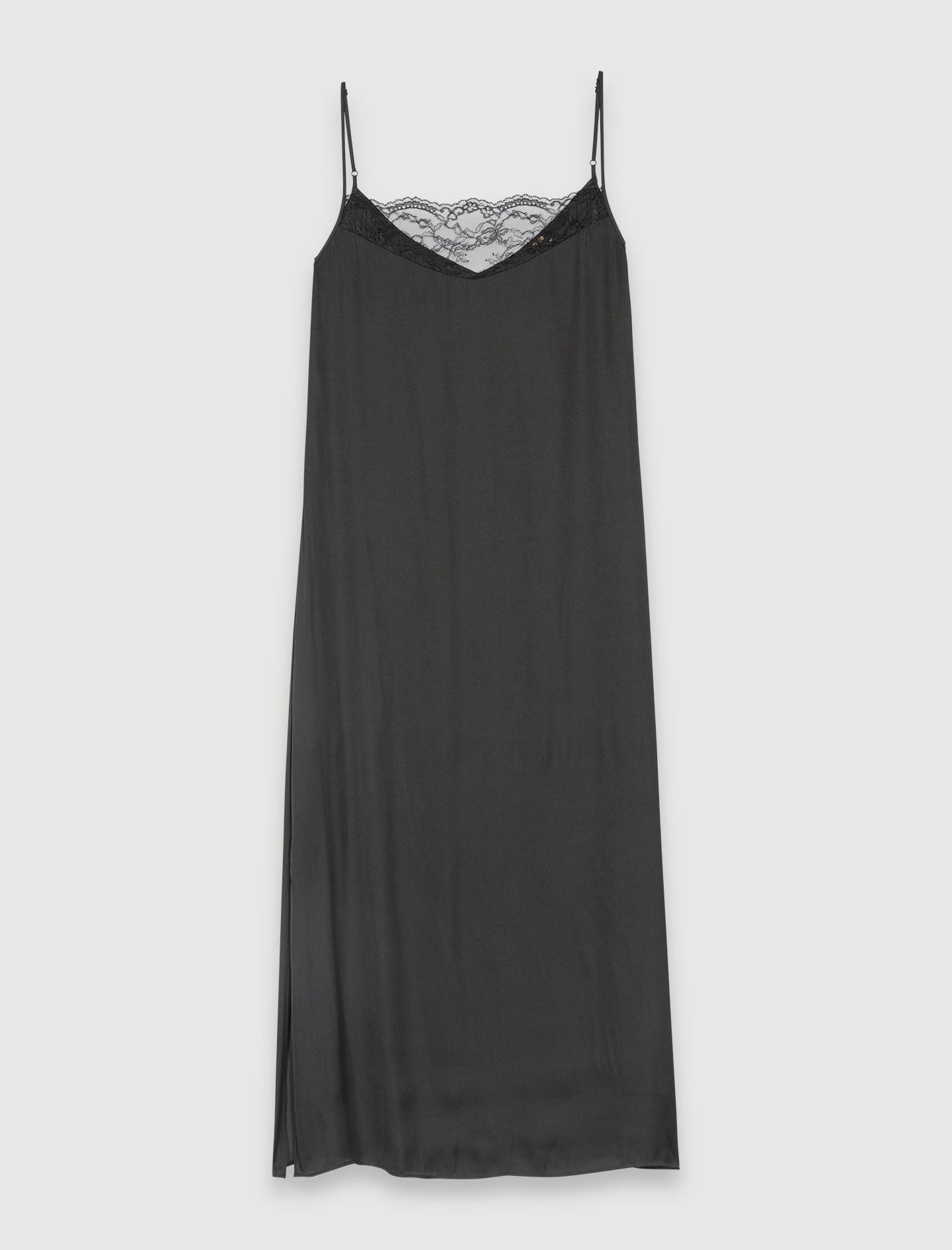 Black-satin-look maxi dress