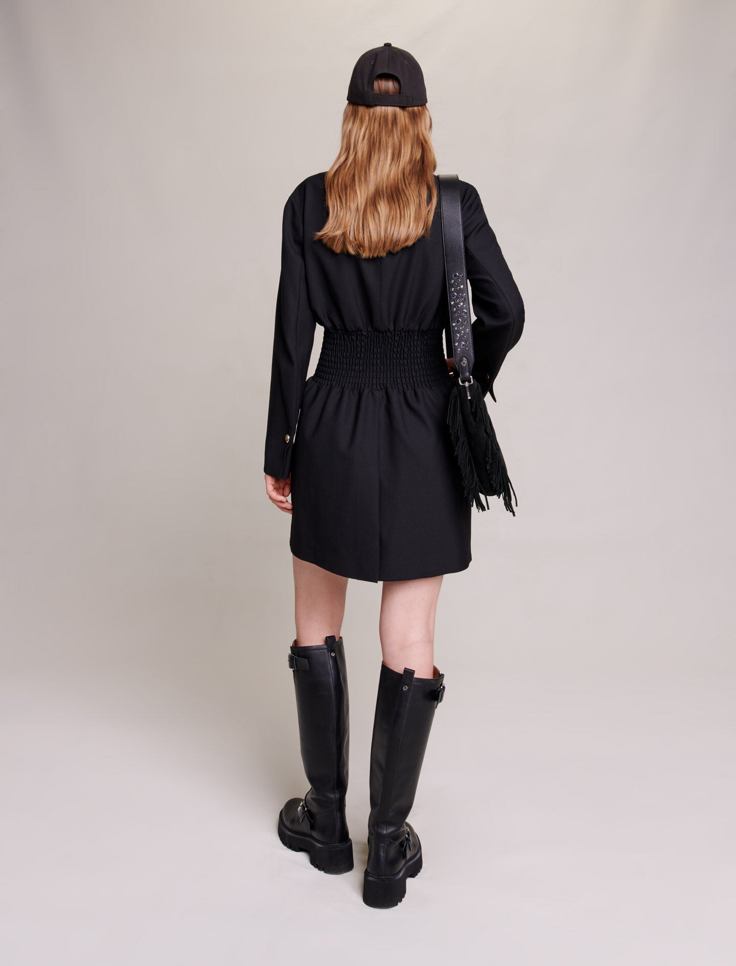 Black-short smocked dress