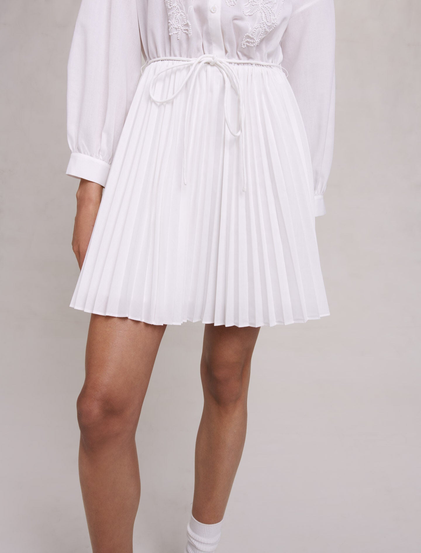White-short shirt dress