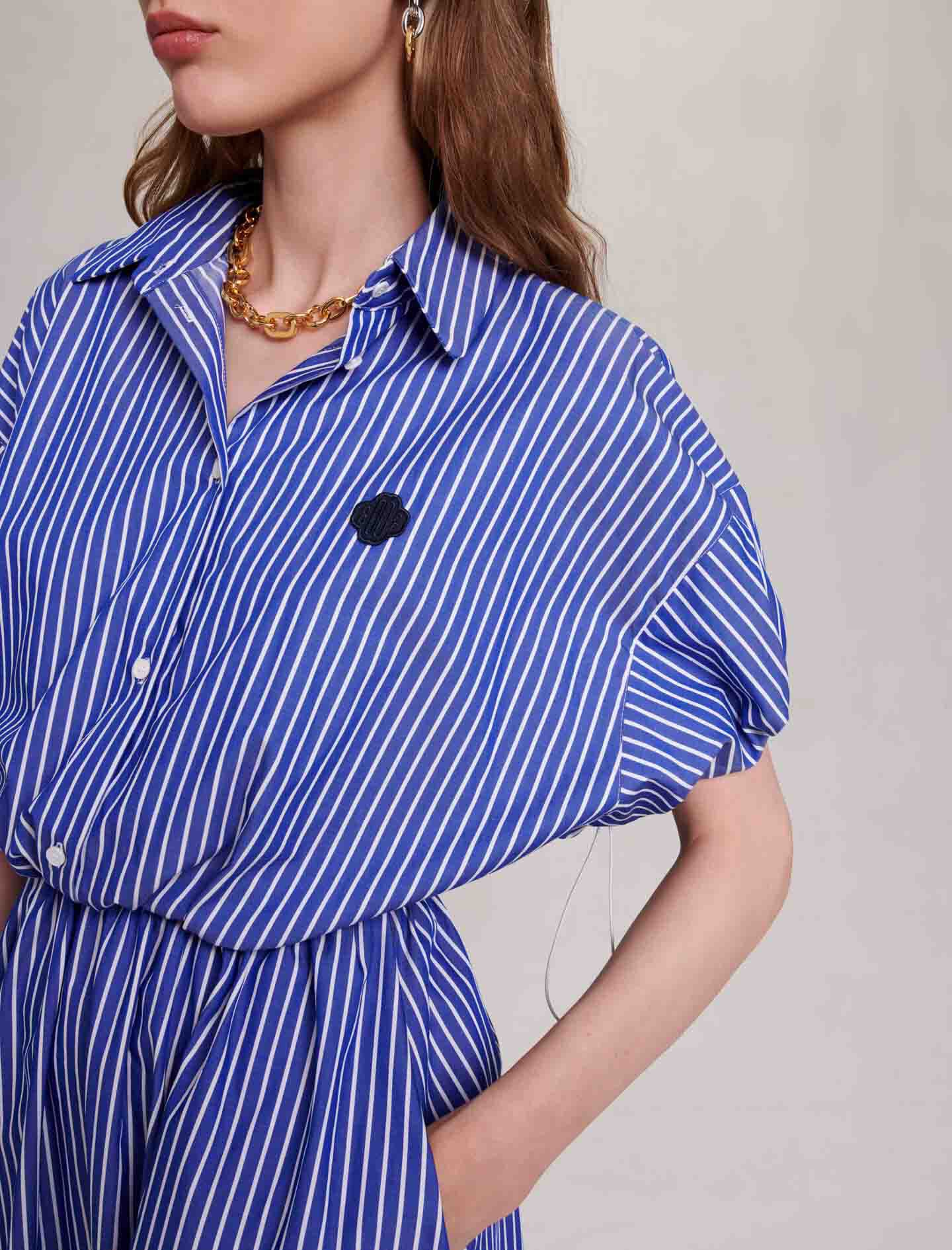 Bleu-long striped shirt dress