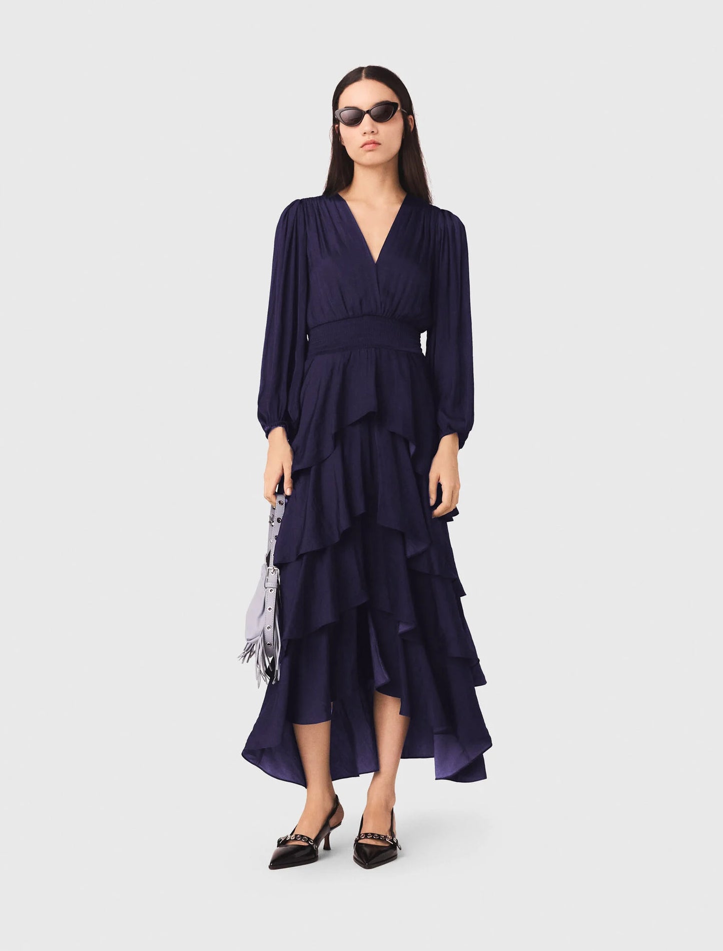 Ruffled maxi dress Navy