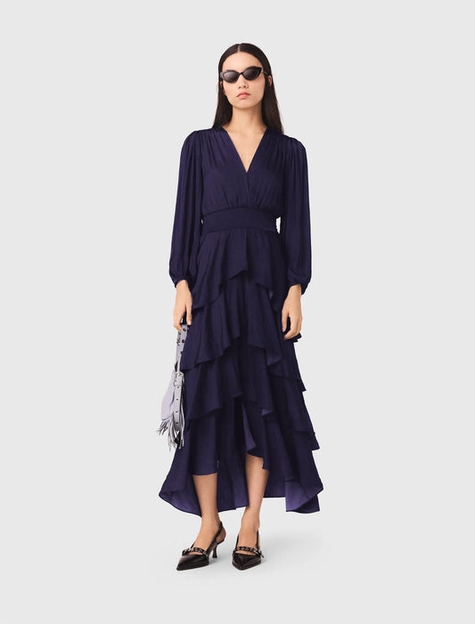 Ruffled maxi dress Navy