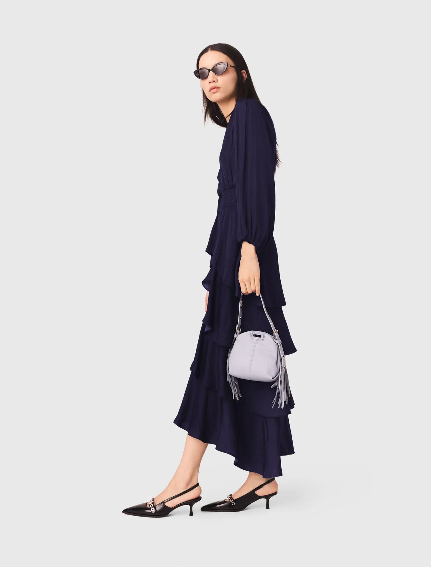 Ruffled maxi dress Navy
