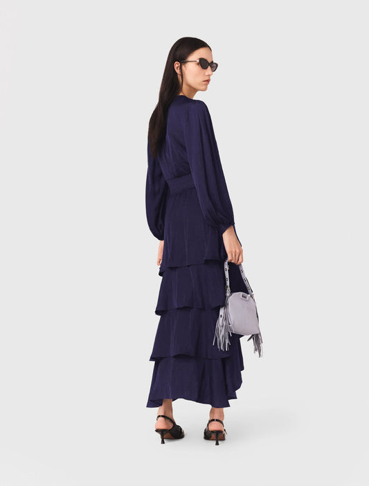 Ruffled maxi dress Navy