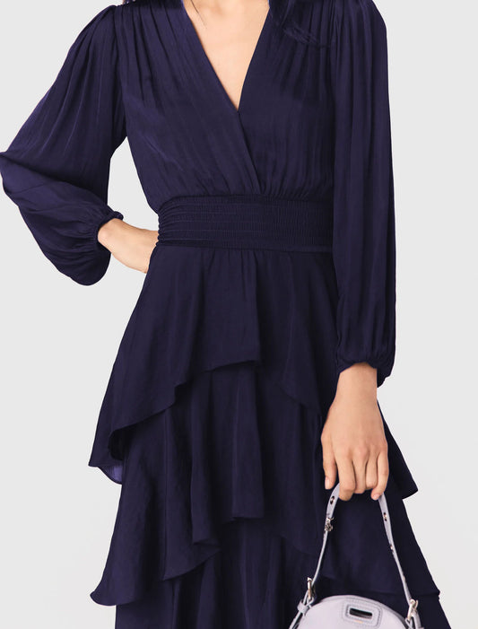 Ruffled maxi dress Navy