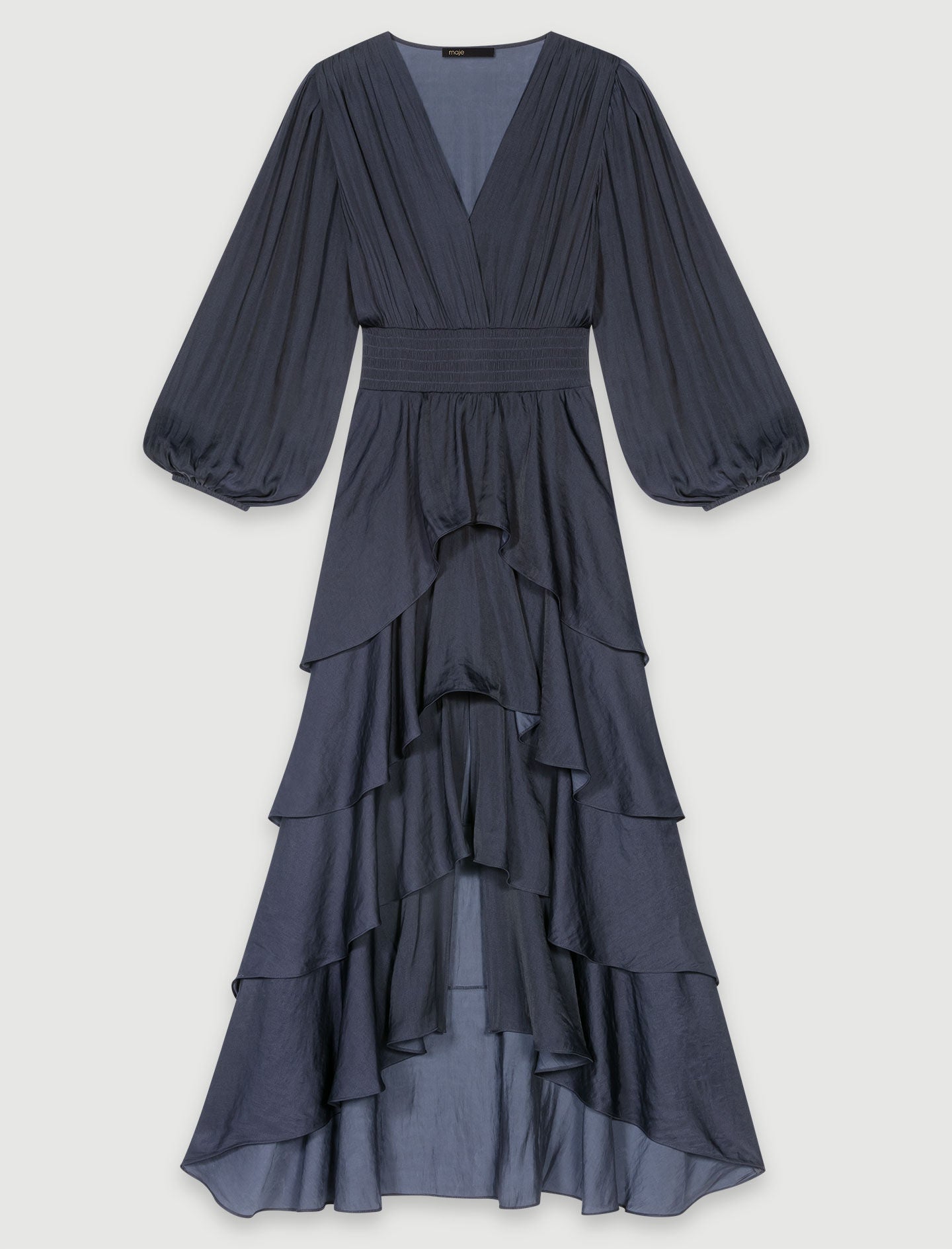 Shop Navy Ruffled Maxi Dress for Women Online in Dubai & UAE Maje.ae