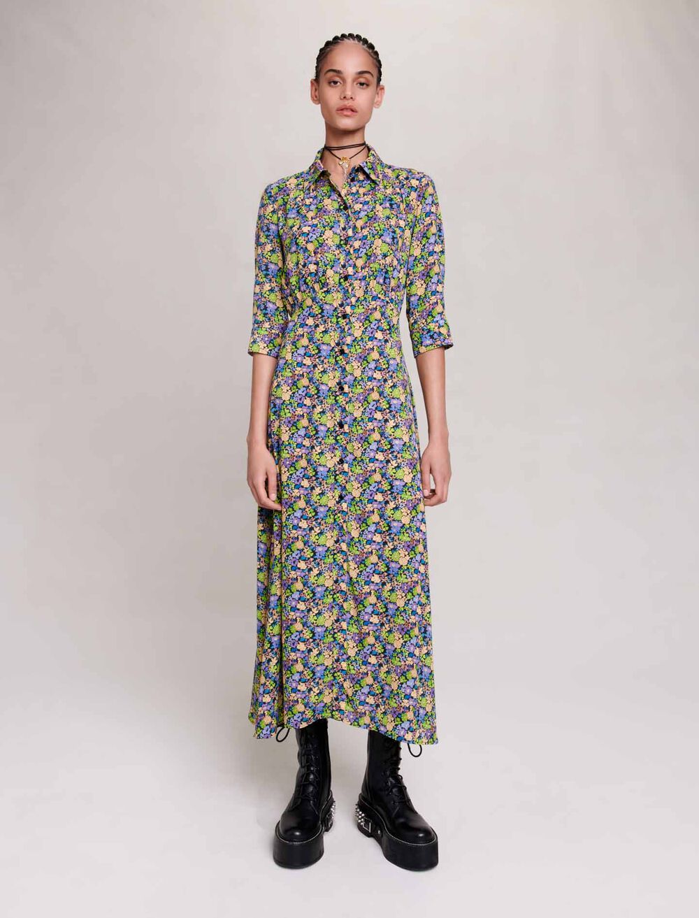 Primroses Multico Print featured LONG FLORAL DRESS