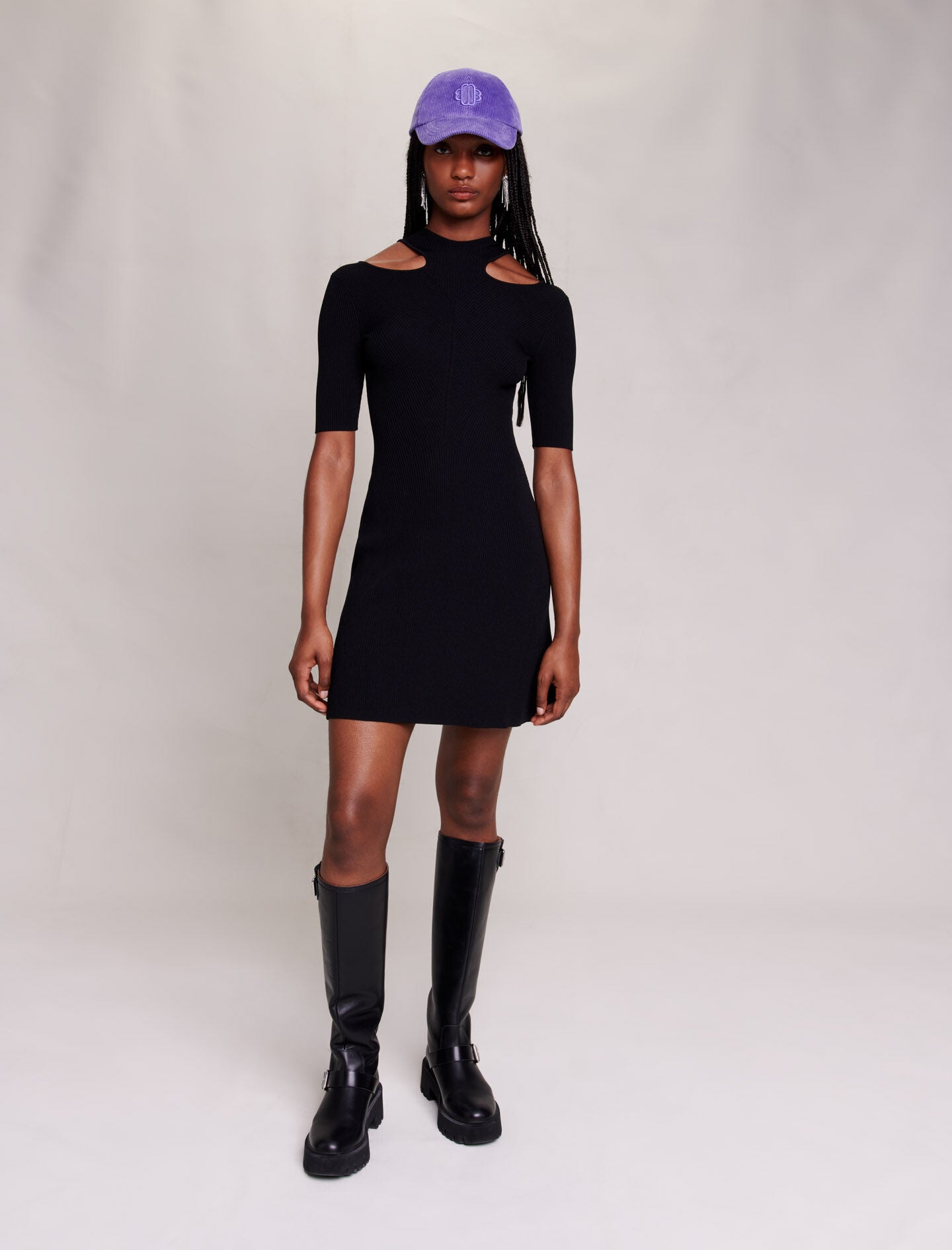 Black-featured-cutaway short dress