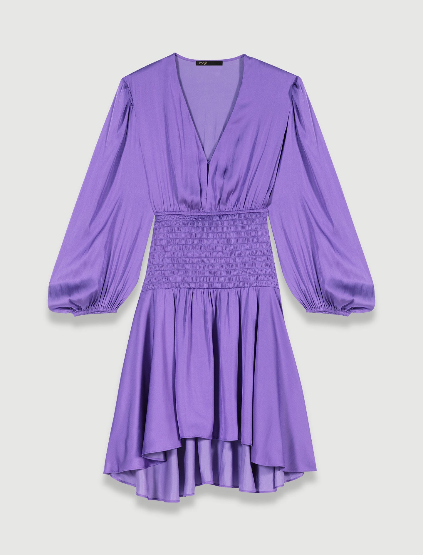 Purple-short satin dress
