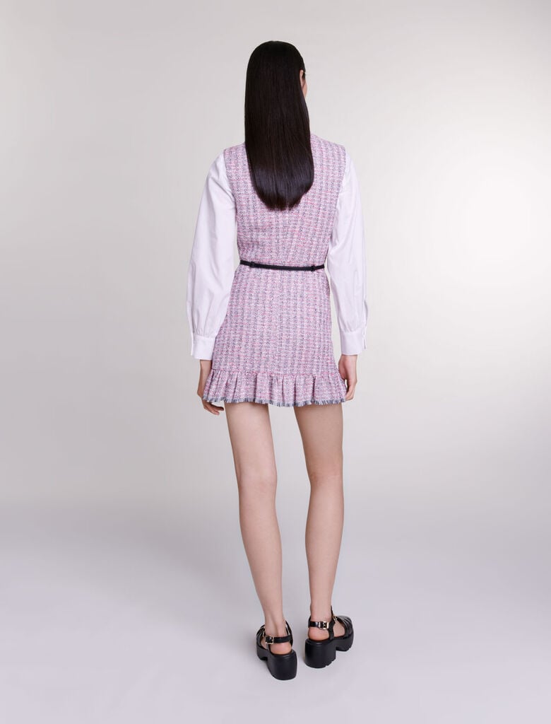 Pink-Tweed 2-in-1 short dress