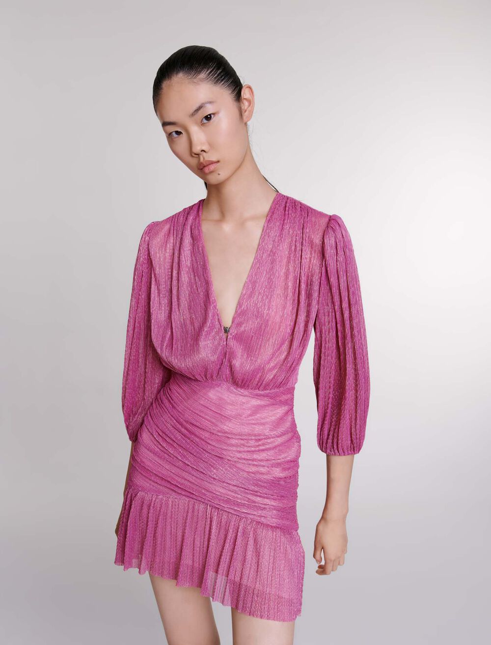 Fuchsia Pink-featured-Short lamé dress
