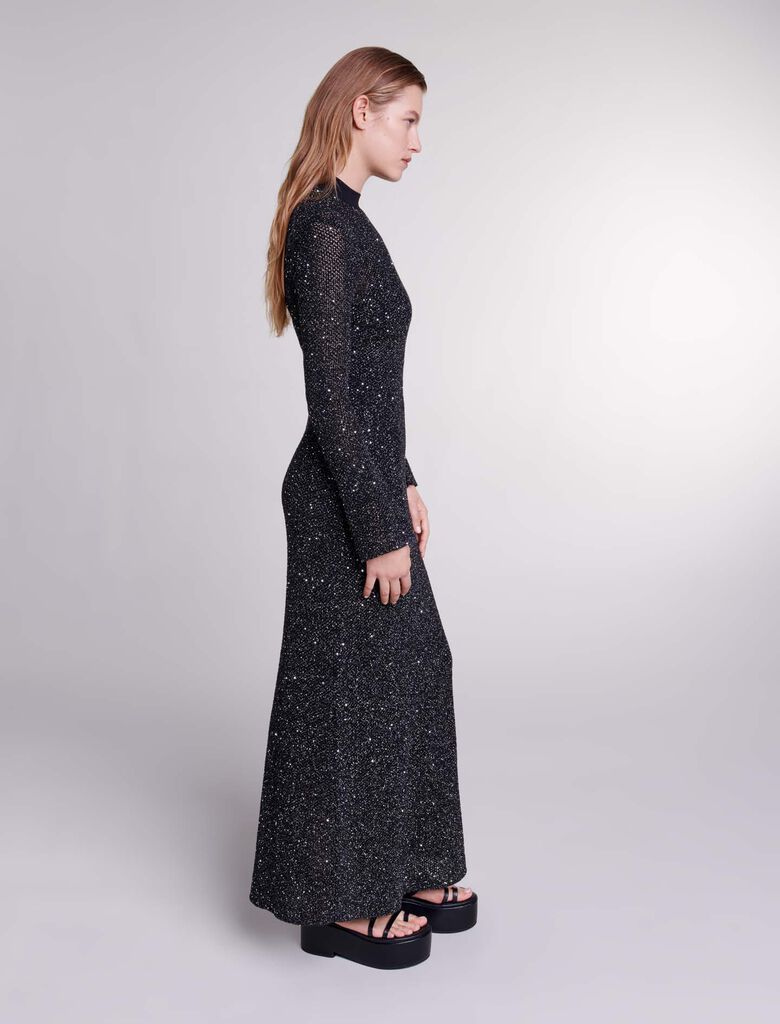 Black-Knit maxi dress