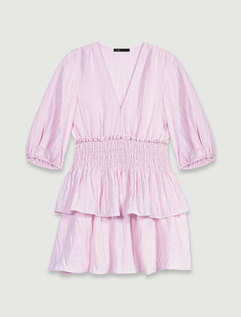 Pale Pink-Short ruffled dress