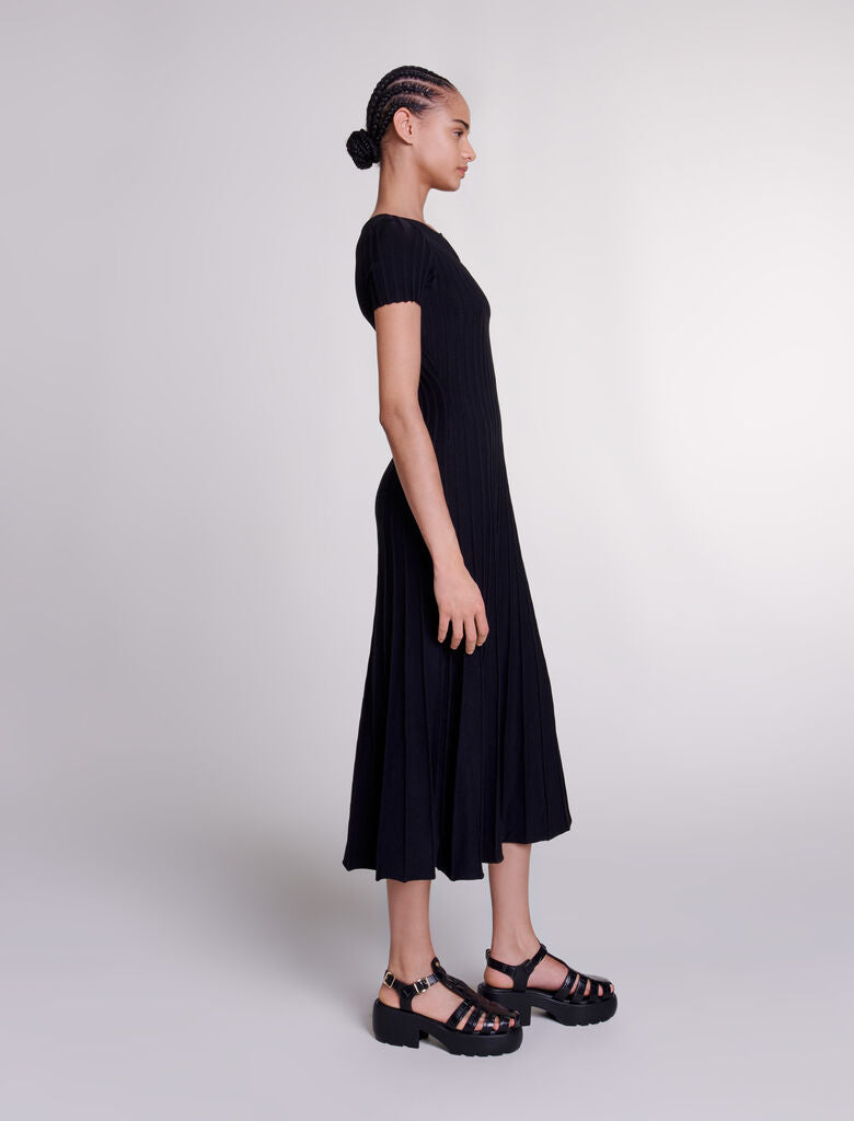 Black-Rib knit maxi dress