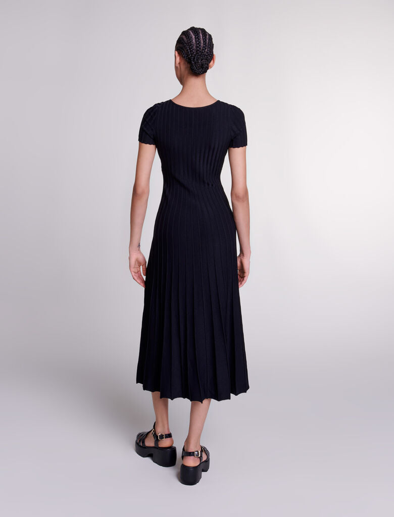 Black-Rib knit maxi dress