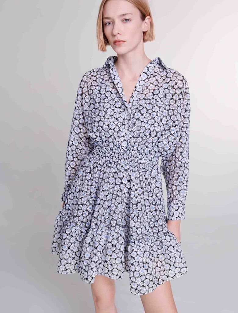 Print Blue Daisy-Short floral dress