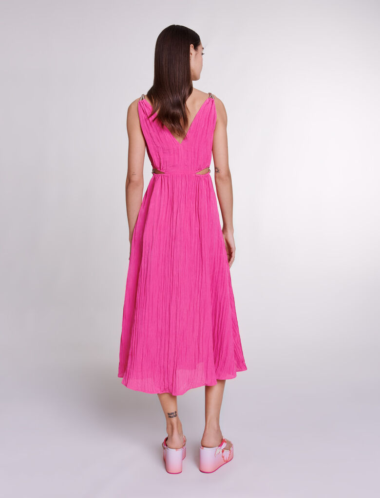 Pink  -Openwork midi dress