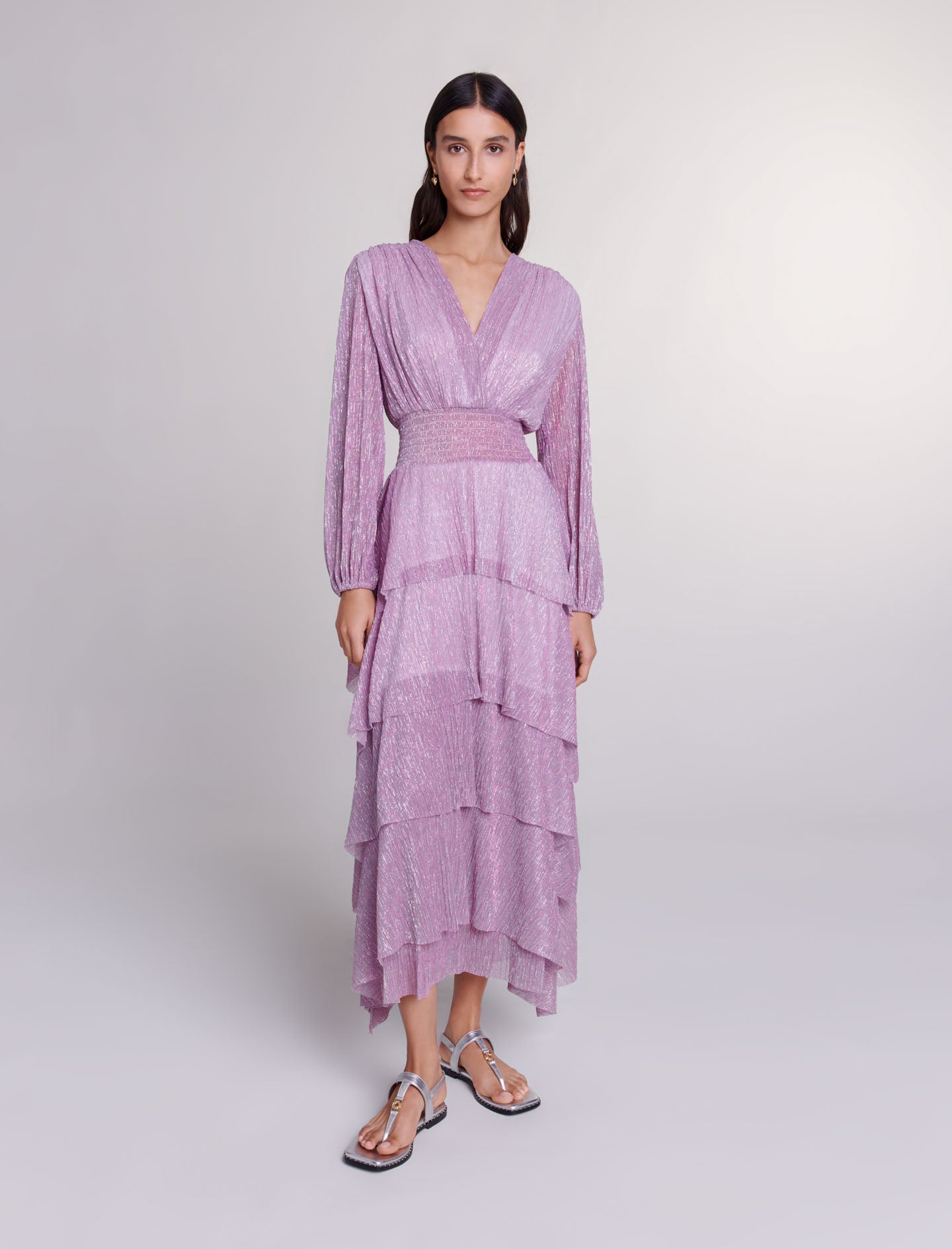 Purple featured-Tiered maxi dress