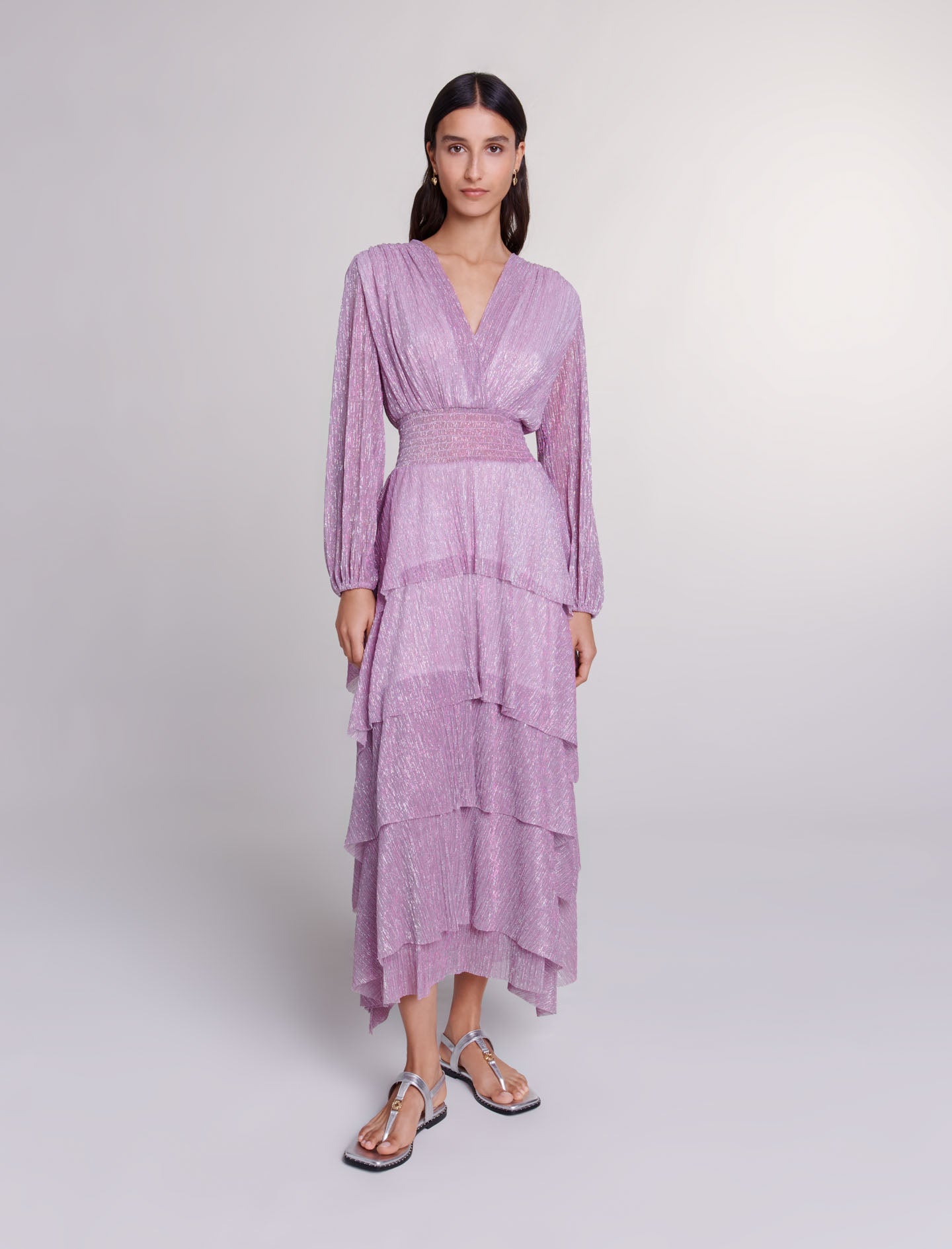 Purple-featured-Tiered maxi dress