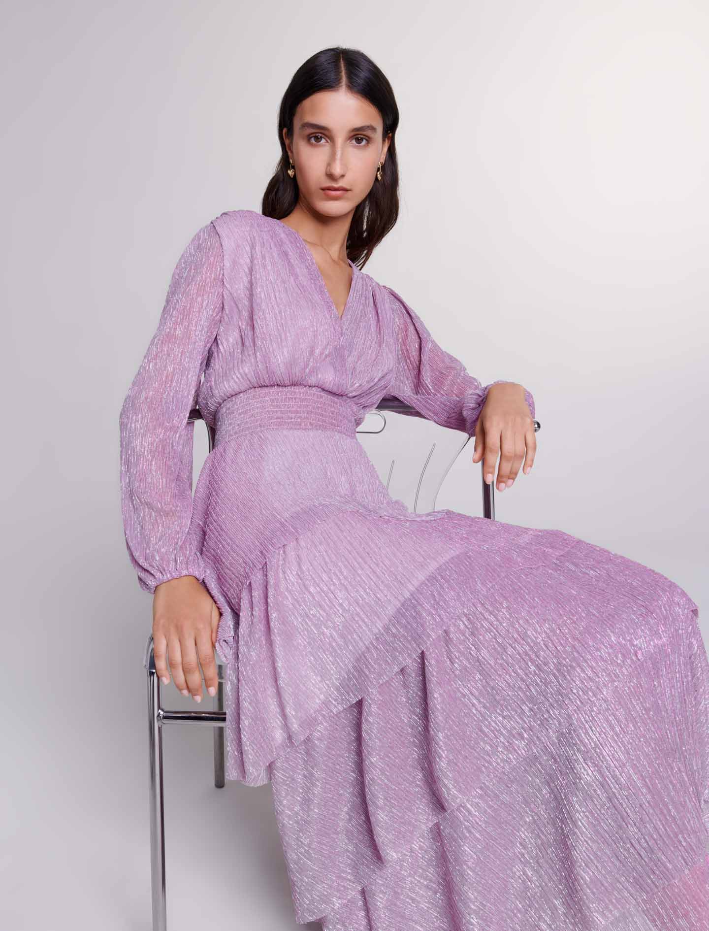 Purple  -Tiered maxi dress