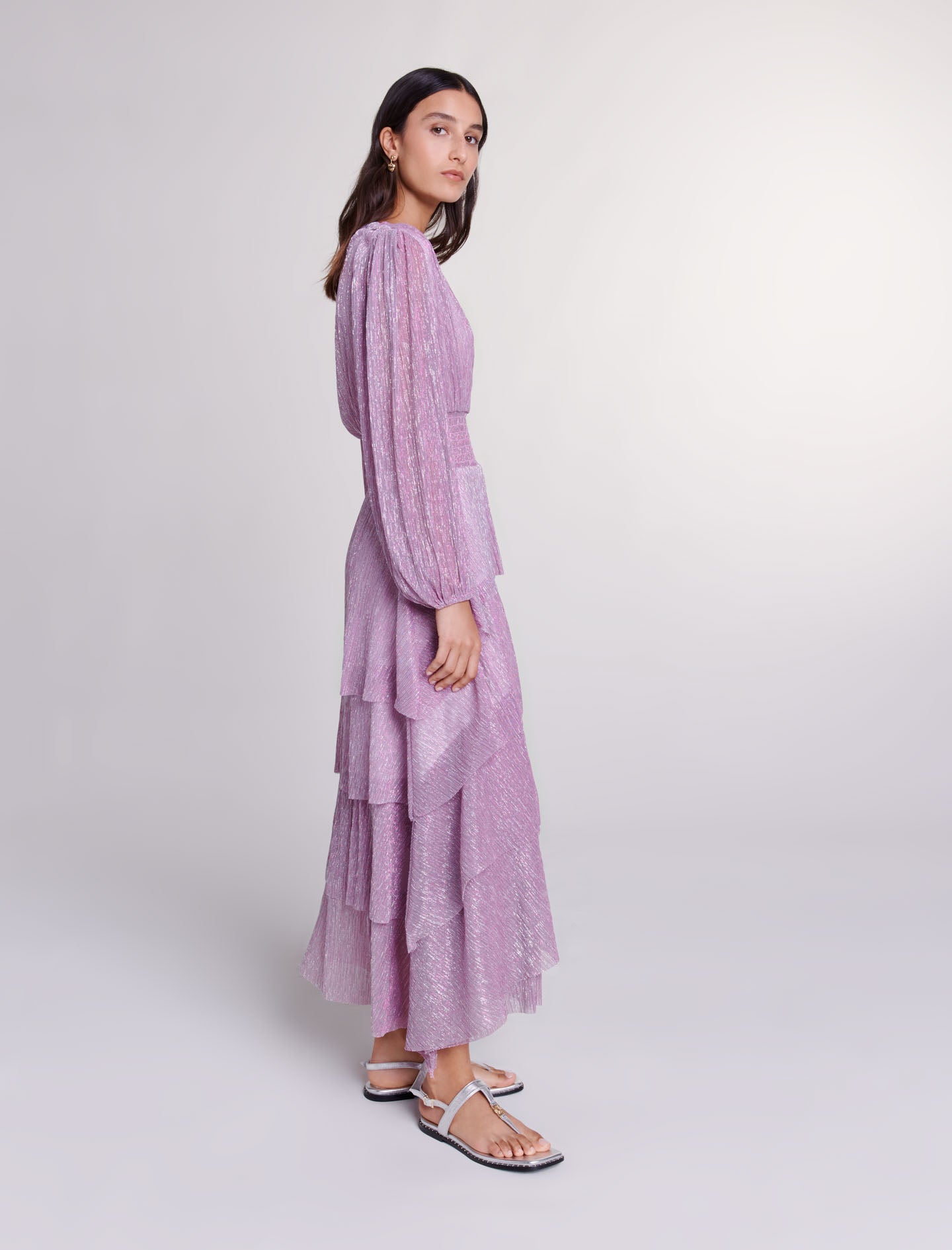 Purple-Tiered maxi dress