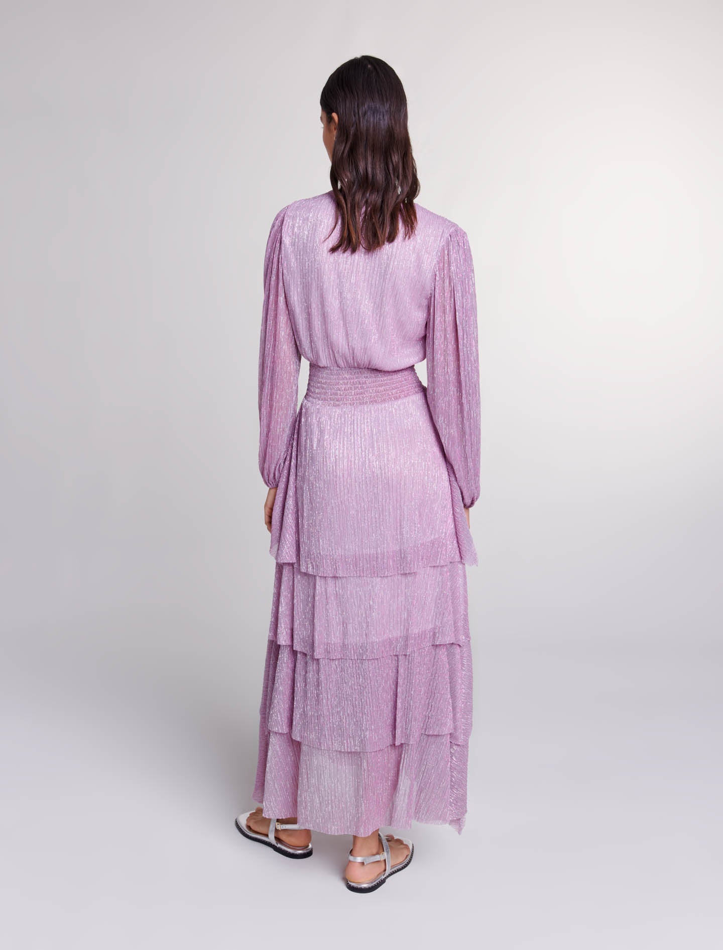 Purple-Tiered maxi dress