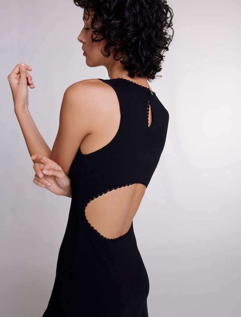 Black Cutaway knit maxi dress