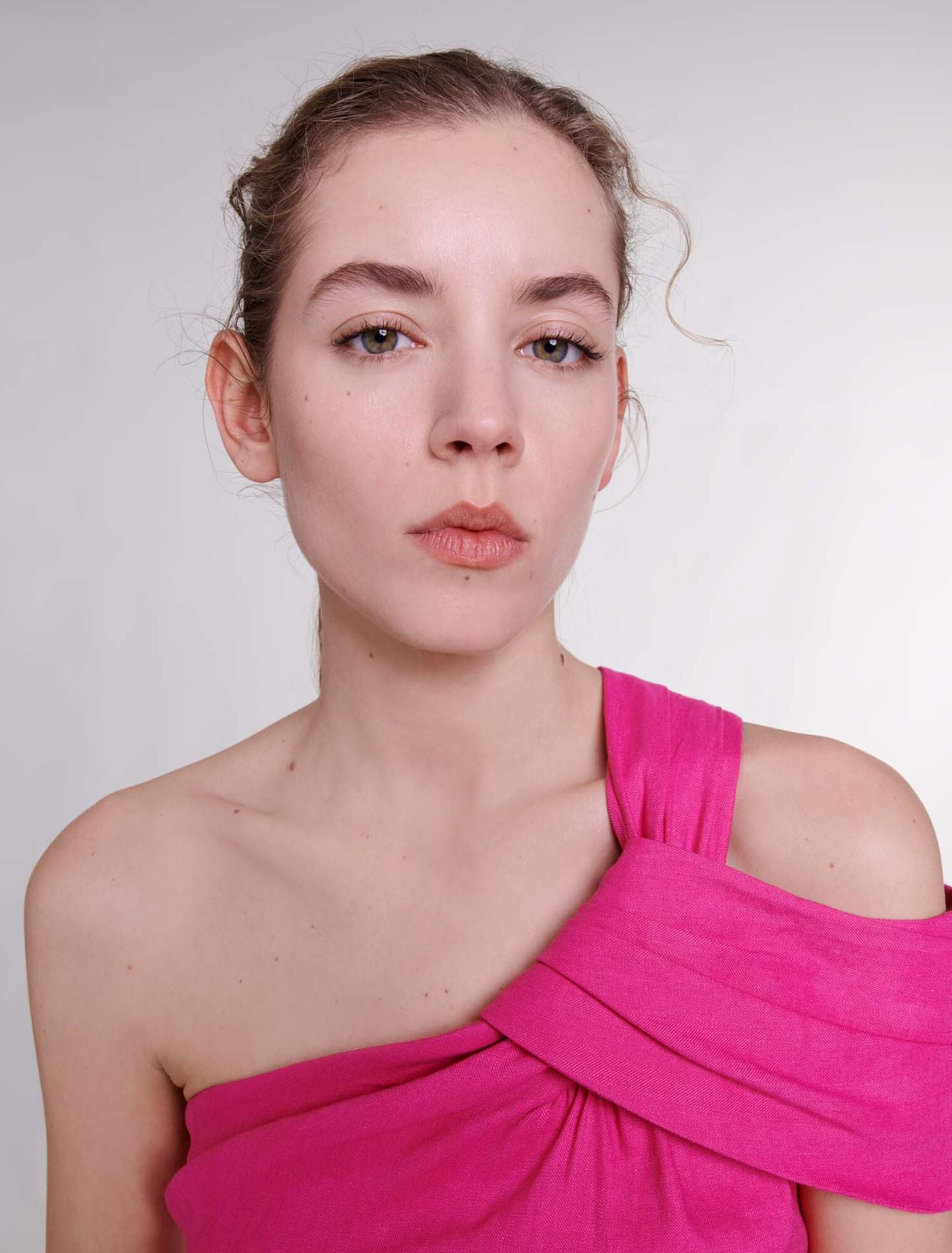 Pink-Asymmetrical linen dress