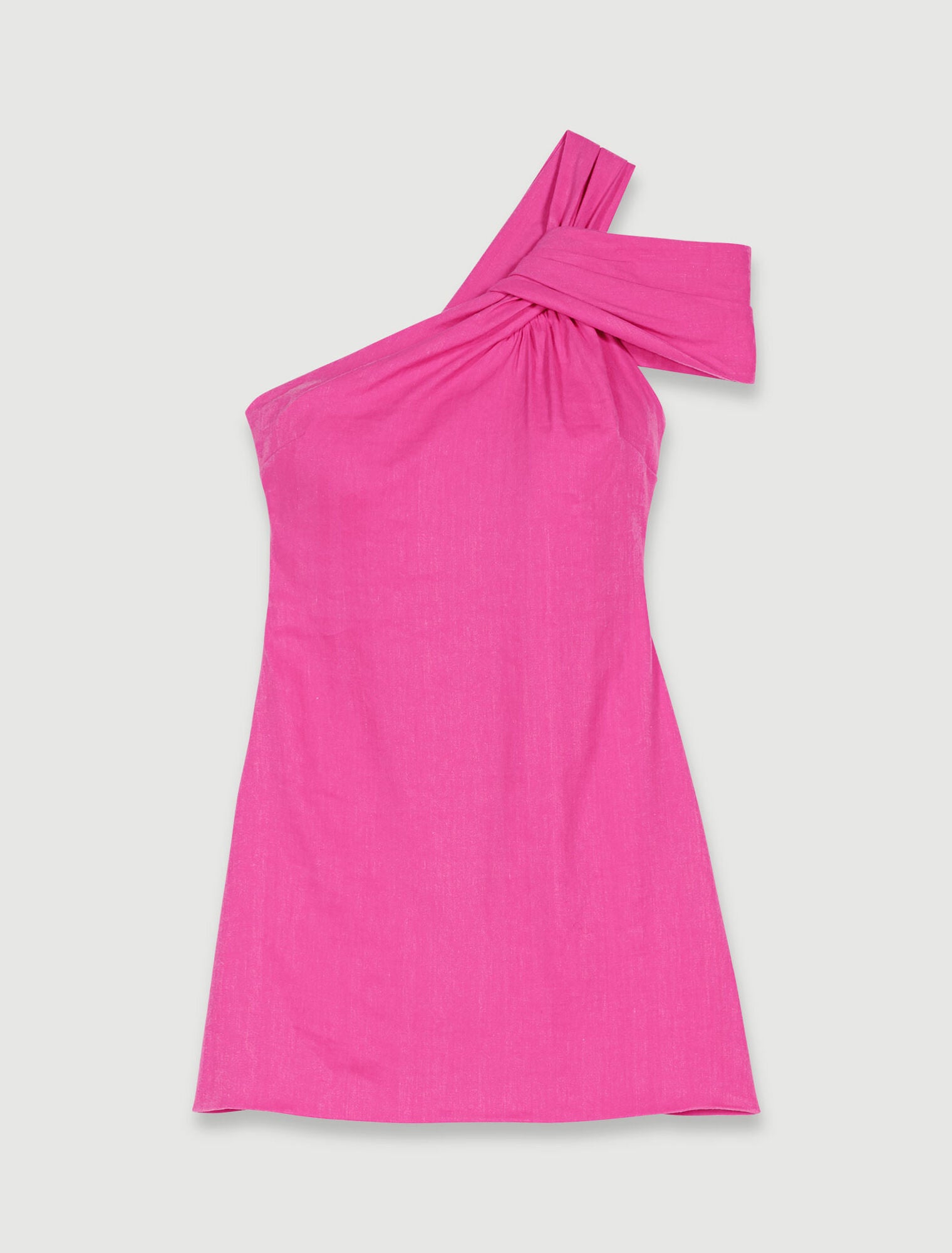 Pink-Asymmetrical linen dress