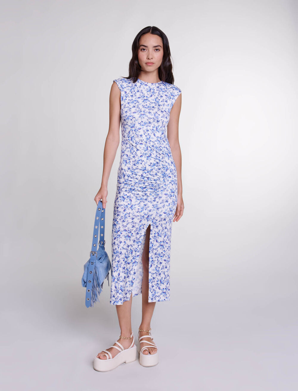 Small Blue Flower Print-featured-Patterned maxi dress