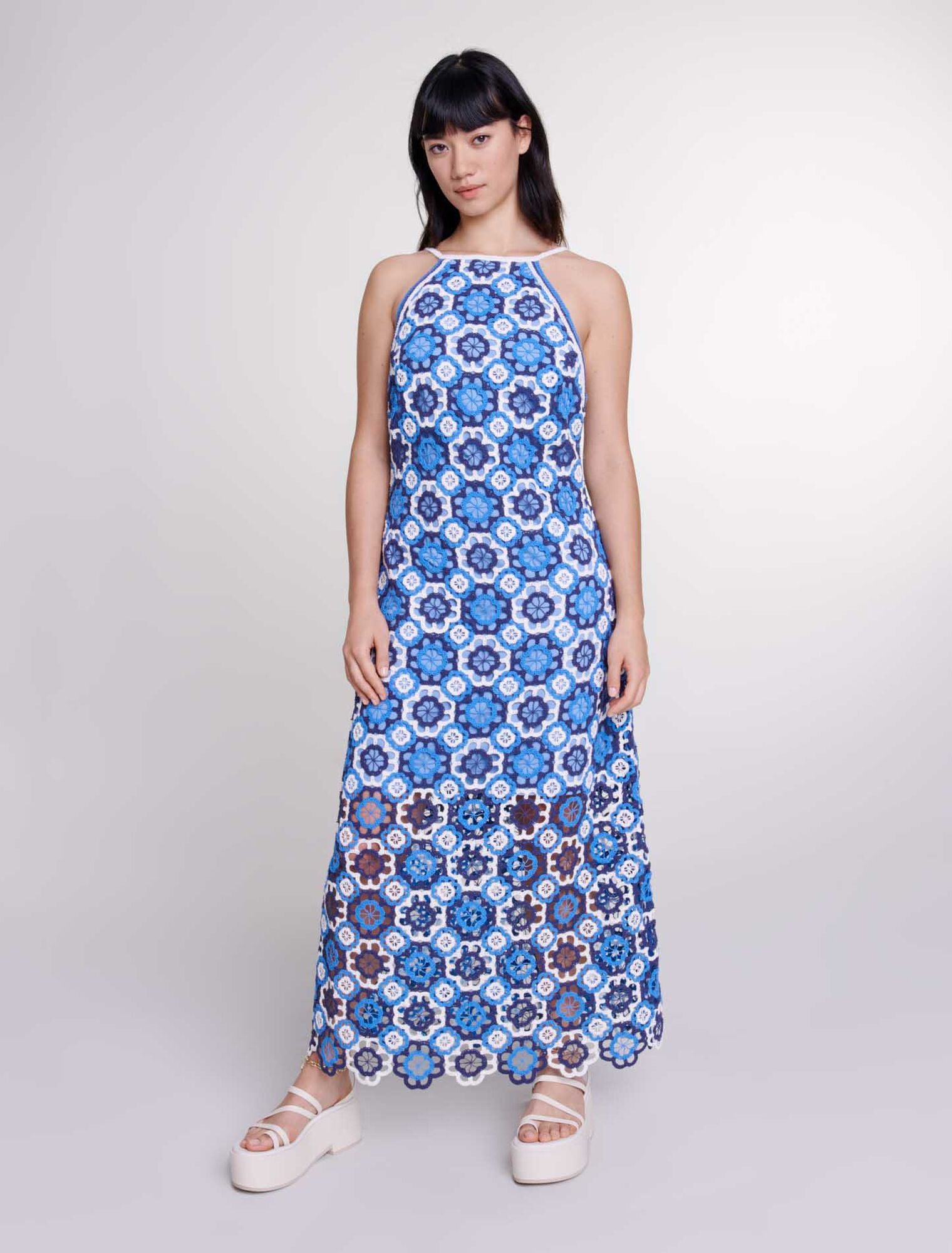 Blue featured Three-tone crochet dress