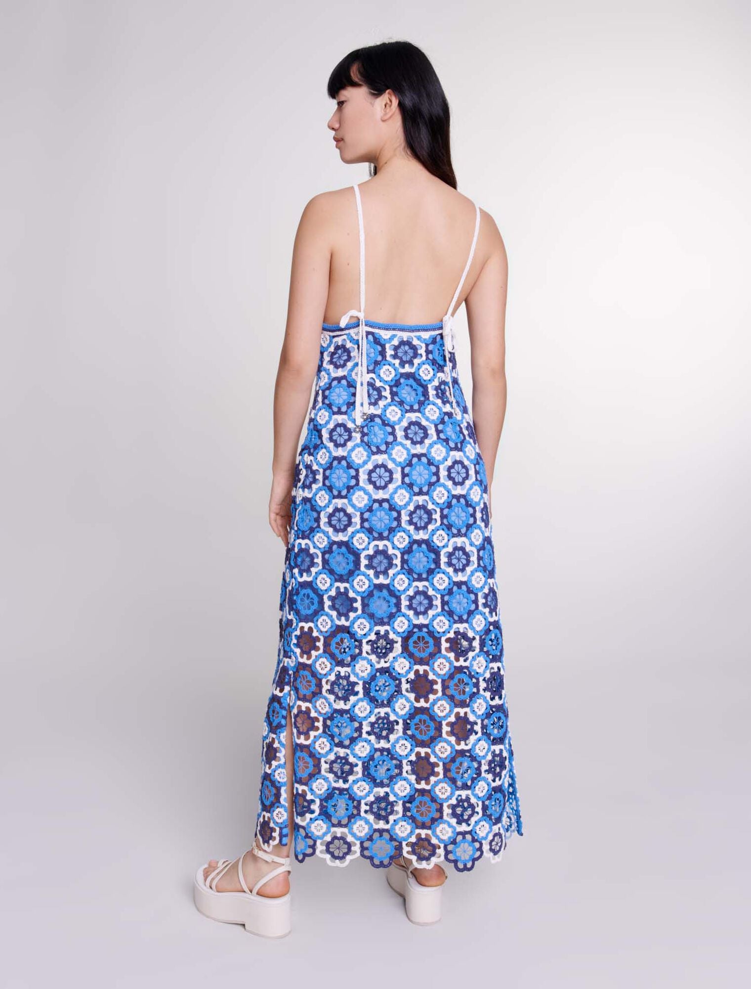 Blue Three-tone crochet dress