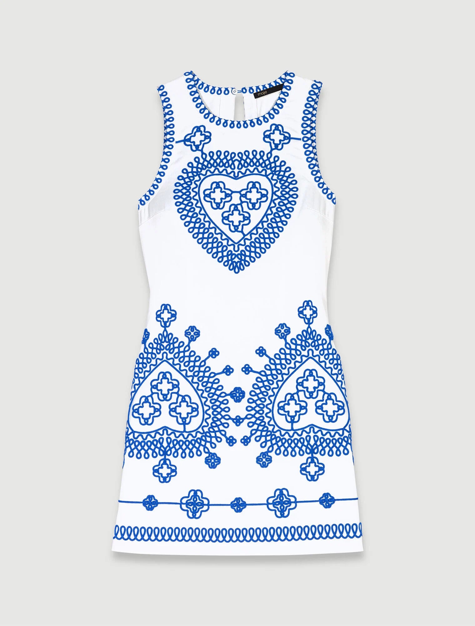 White/Blue Fitted embroidered dress