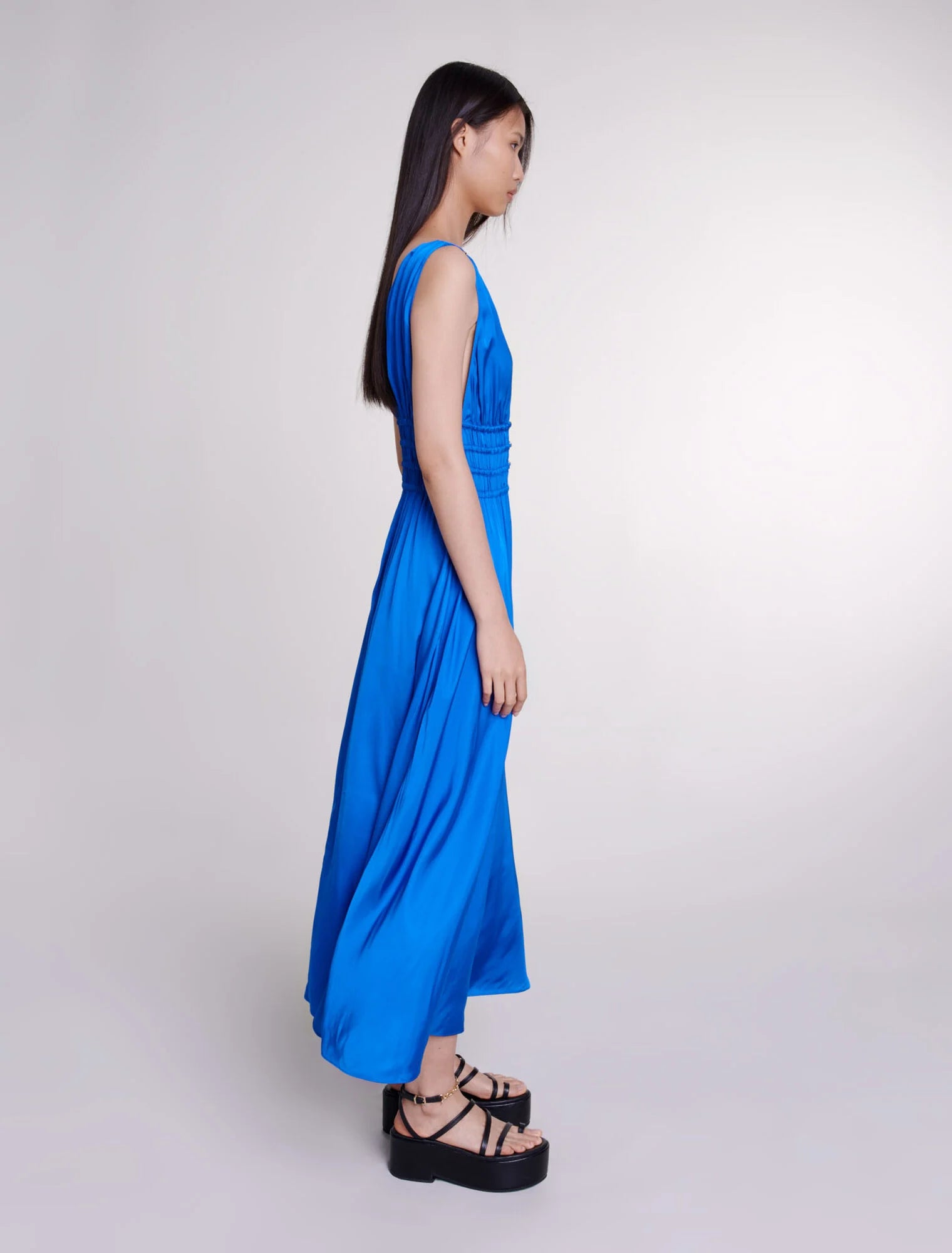 Blue-Cutaway maxi dress