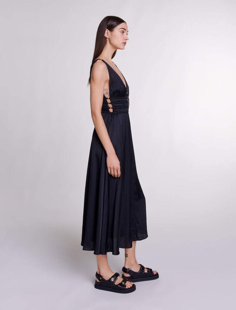 Black-Cutaway maxi dress