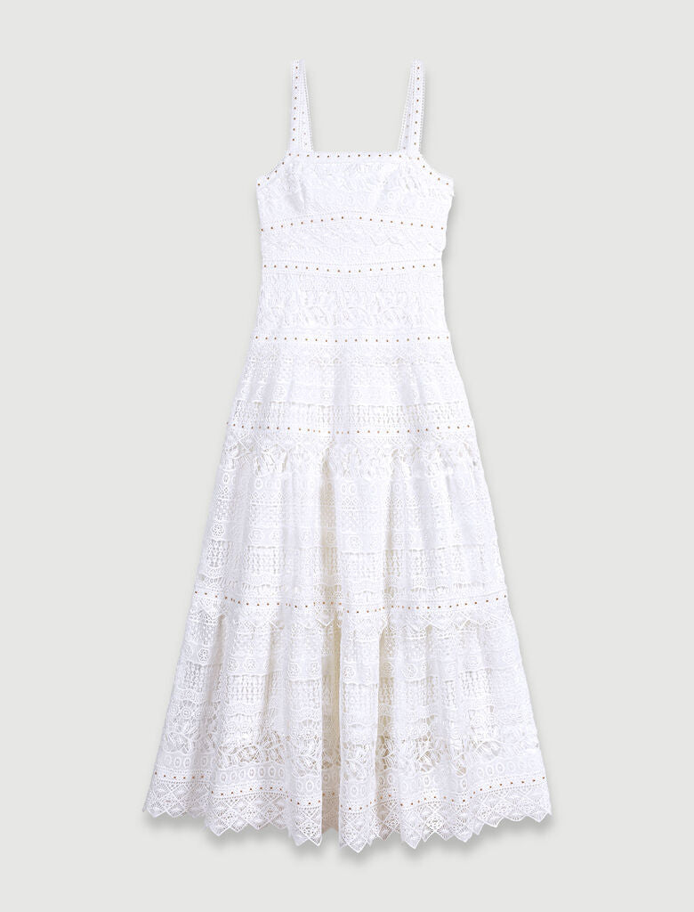 White-Crochet-knit maxi dress