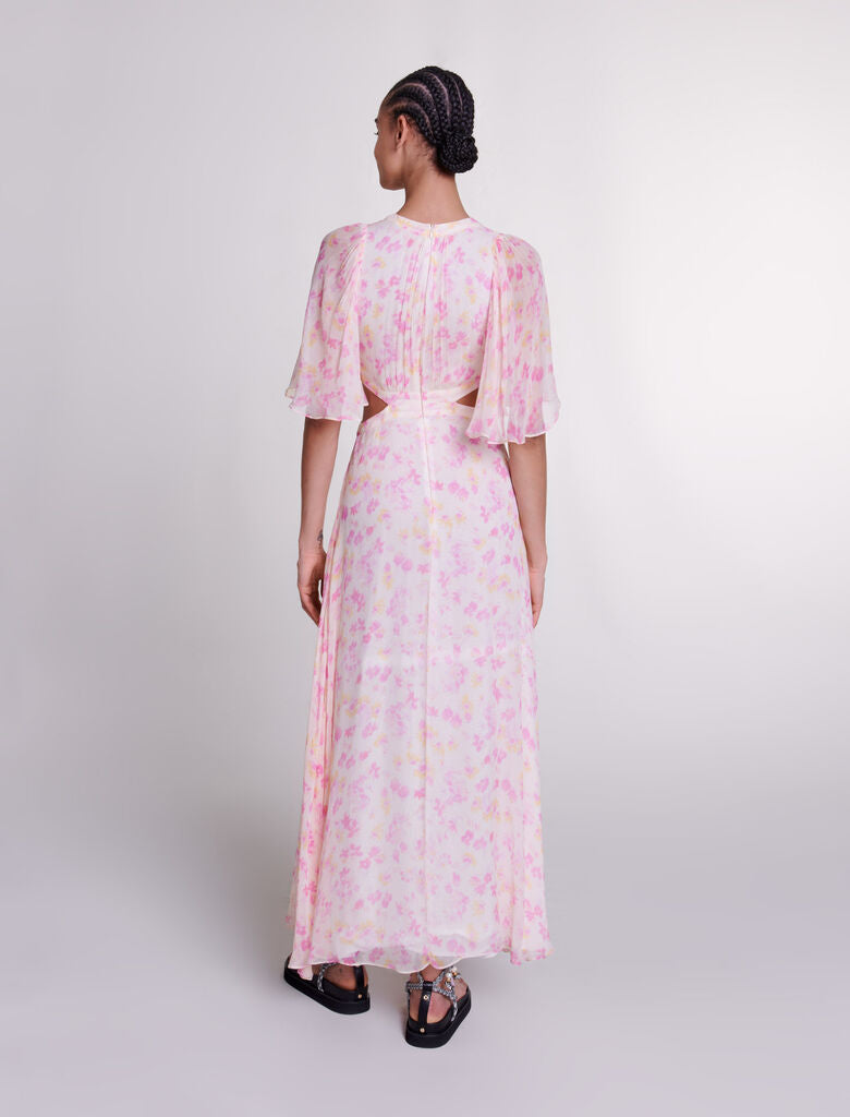 Print Sunny Flower Pink-Floral print maxi dress