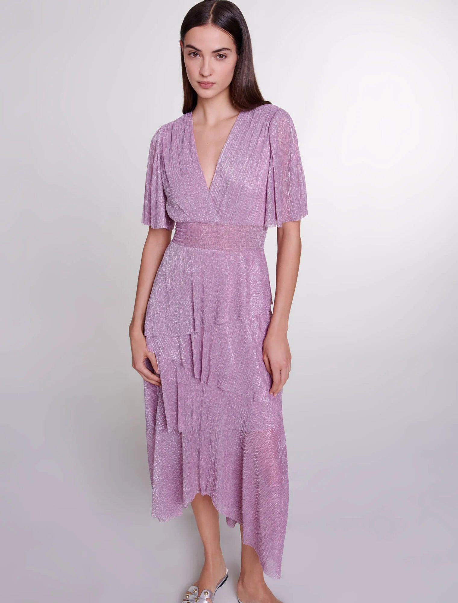 Purple-Ruffled maxi dress