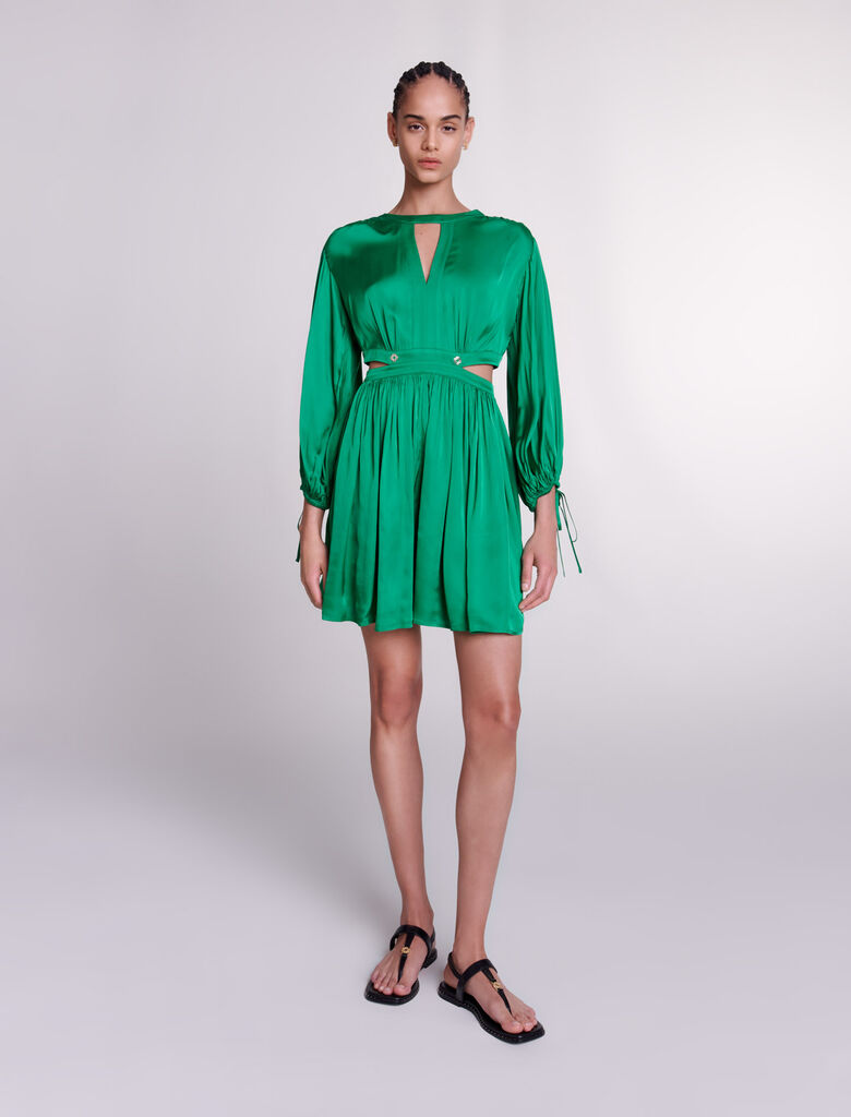 Green featured Short satin-look dress