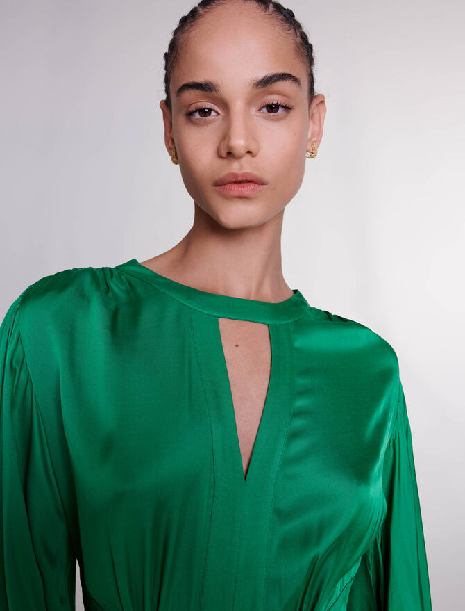 Green Short satin-look dress