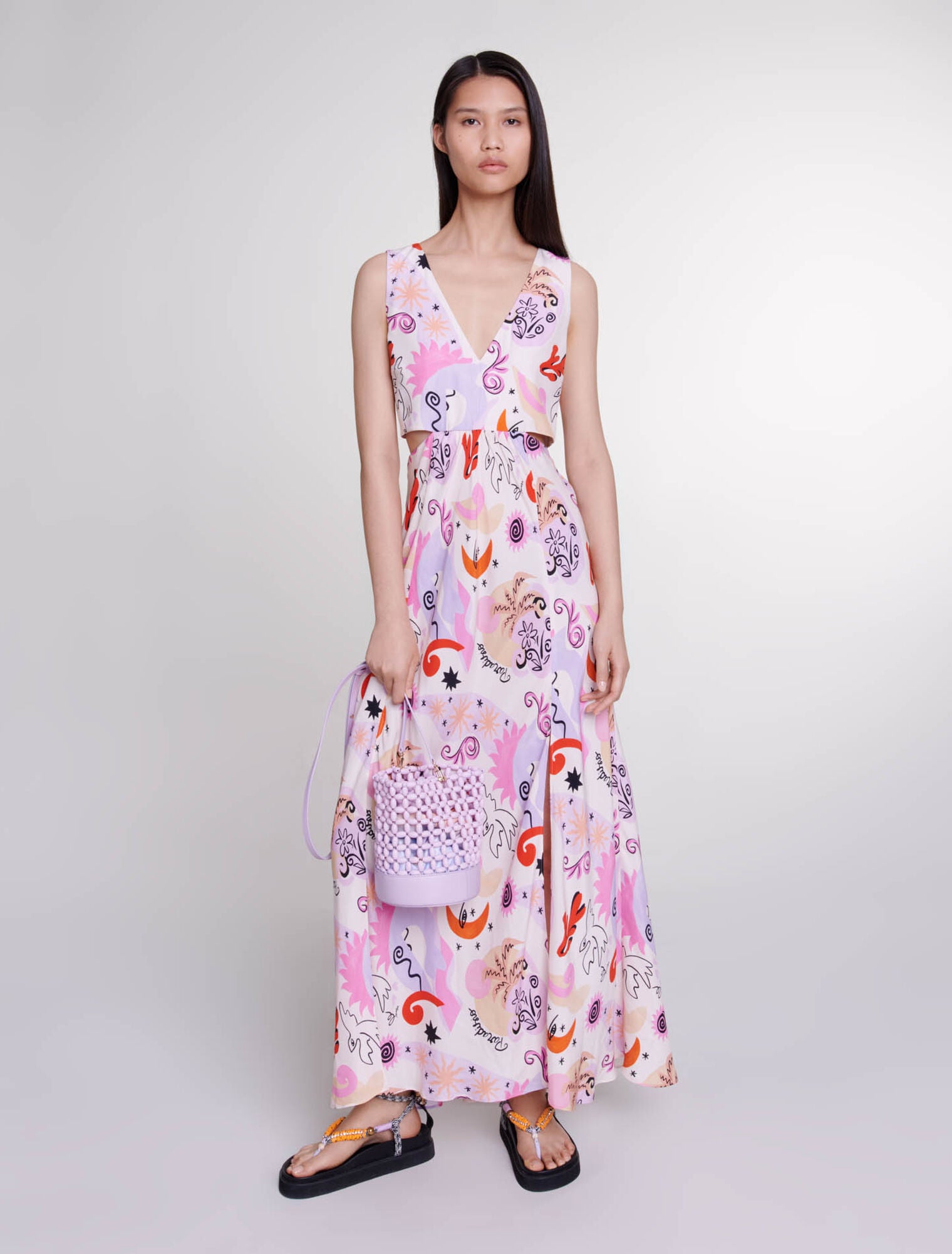 Print Paradisio-featured-Cutaway silk maxi dress