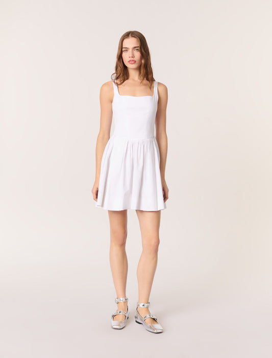 White-featured-Short cotton dress