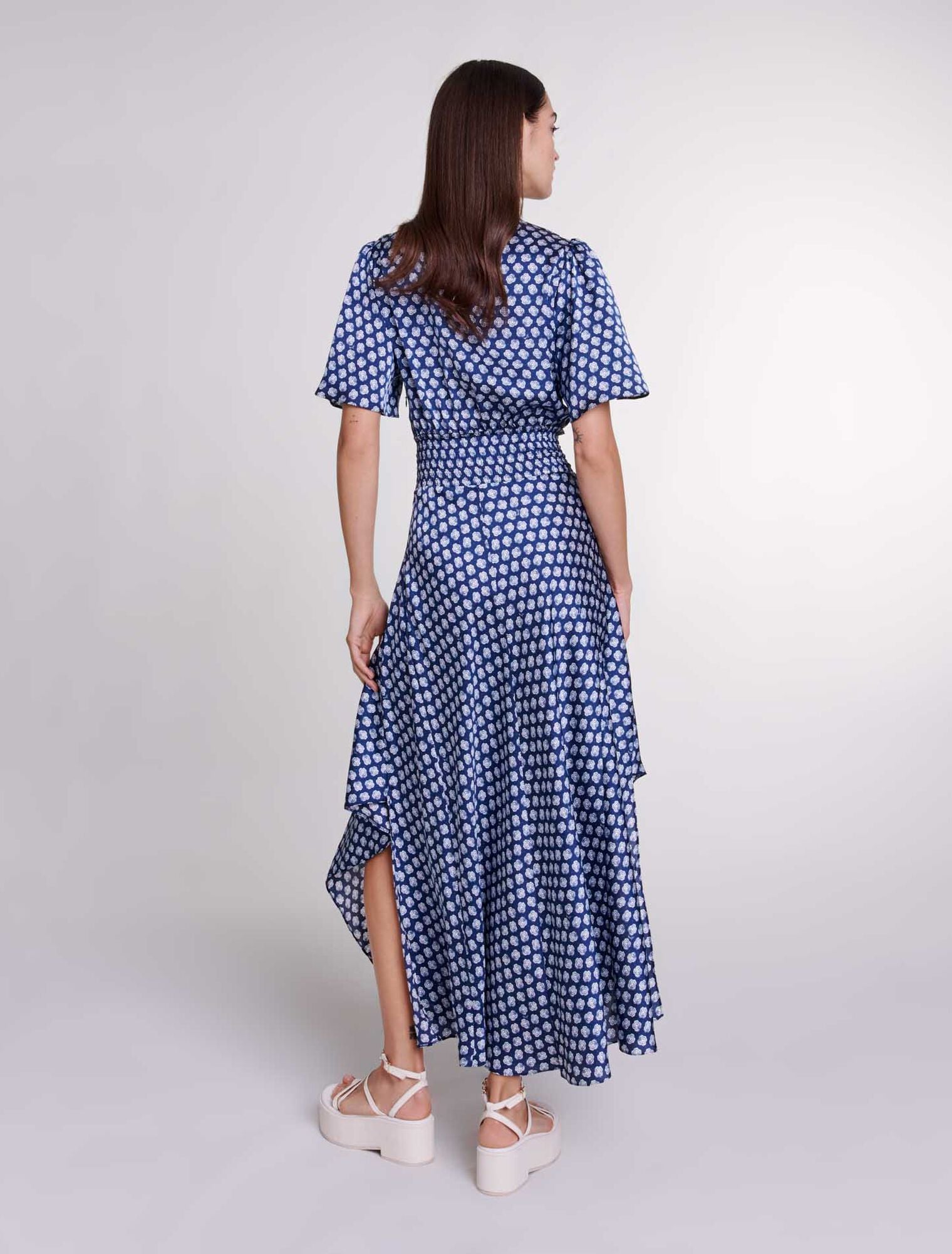 Clover Navy/Ecru Patterned maxi dress